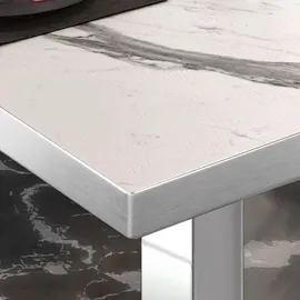 GGM Möbel Bistrotisch 60 x 60 x 75 cm Weiß Marmor/Edelstahl