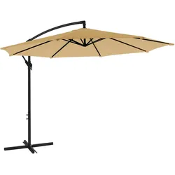 UAC Ampelschirm Sonnenschirm  Ø 300 cm, mit Kurbel, UV-Schutz bis UPF 50+, robuste(s) Schirmrippen Fußkreuz, Kurbelschirm, Taupe