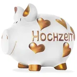 Wurm Spardose Sparschwein 'Hochzeit' weiß gold (B/H/T) 30x25x25cm groß
