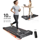 WILGOON Laufband Laufbänder 3 in 1 - Elektrisches Laufband bis 120KG (Walking Pad 1–6 km/h mit 12% manueller Steigung, Ultraflach 10 cm, platzsparend für Homeoffice und kleine Räume), LED Display und Fernbedienung für tägliches Walking schwarz