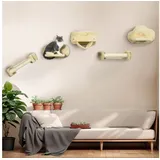furnicato Katzen-Kletterwand Katzentreppe Beige 44B x 22T x 28H cm mit Hängematte und beige|braun