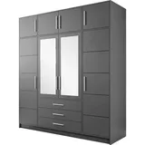 Mirjan24 Kleiderschrank Graphit, 3 Schubladen, 196x245x58 cm, Schlafzimmer, Kleiderschränke