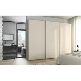 meinSchrank Schwebetürenschrank Regina 301 x 223 x 68 cm Weiß/Beige/Grau/Schwarz