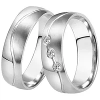 DOOSTI Trauring Schmuck Geschenk Edelstahl Trauring Ehering Partnerring LIEBE, Made in Germany - wahlweise mit oder ohne Zirkonia silberfarben 54
