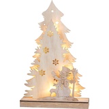HGD Holz-Glas-Design 3D-Led-Weihnachtsbaum mit Schneemann