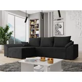 Mirjan24 Ecksofa Dante L Cord, Eckcouch, Couch mit Bettkasten und Schlaffunktion, L-Form, Wohnzimmer, (Farbe: Poso 135) - Schwarz,