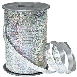 PRÄSENT Metallic Ringelband »Holly« 200m silber, 1 cm