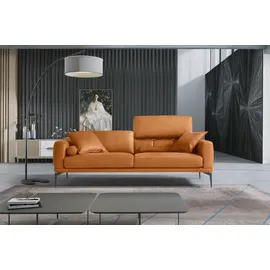 Egoitaliano "Masu, Designsofa mit erstklassigem Sitzkomfort, Breite 218cm", inkl. 2 Kissenrollen, Rückenelemente manuell verstellbar, Metallfüße orange,