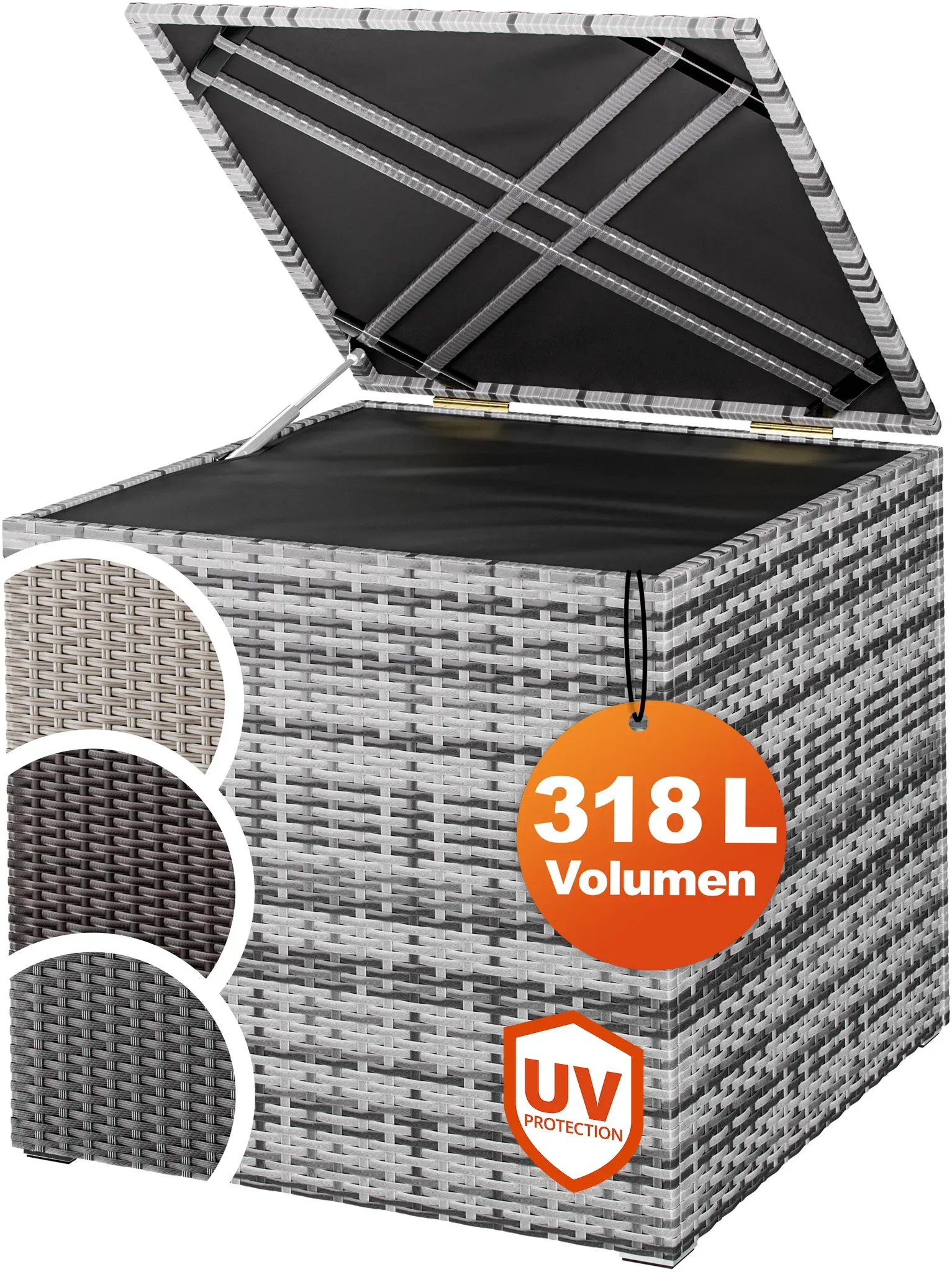 Rattan Garden Storage Box Grey 75x75x70cm