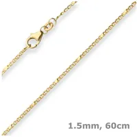 Schmuck Krone Goldkette 1,5mm Panzerstegkette aus 333 Gelbgold 60cm, Gold 333 goldfarben