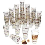 MamboCat Latte-Macchiato-Glas 48x Candy Latte Macchiato Gläser 380ml Schrift-Dekor stapelbar, Glas