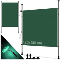 Kesser Windschutz Klemmmarkise 120 x 310 cm Dunkelgrün