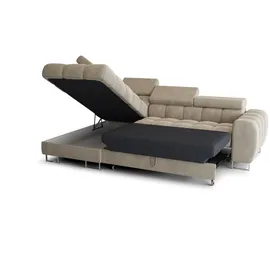 Fun Möbel Ecksofa Schlafsofa Stoff 2-Sitzer Grau