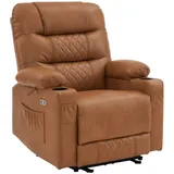 MCombo Relaxsessel 7033 Kunstleder 88 x 110 x 83 cm Braun elektrisch mit Liegefunktion