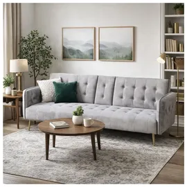 Hti-Living HTI-Living, Sofa + Bettsofa, Couch mit Becherhalter und Bettfunktion Velvet Grau