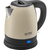 First Austria TZS First Austria Edelstahl Wasserkocher, creme-schwarz, 2200W | 1,2 Liter | Höhe 20cm | 360° Grad Abstellwinkel | integrierter Kalkfilter, Trockenkochschutz, kabellos