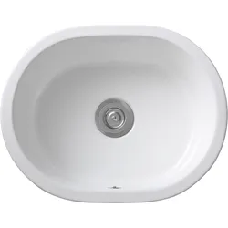 Küchenspüle WELLTIME "Föhr", weiß, B:69cm H:28cm T:55cm, Keramik, Küchenspülen, Einbauspüle in Weiß, Spülbecken aus Keramik