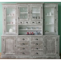 Casa Padrino Küchenbuffet »Landhausstil Küchenschrank Grau / Weiß 244 x 47 x H. 225 cm - 2 Teiliger Schrank mit 6 Türen und 12 Schubladen - Landhausstil Küchenmöbel«