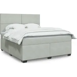 vidaXL Boxspringbett mit Matratze Hellgrau 180x200 cm Samt