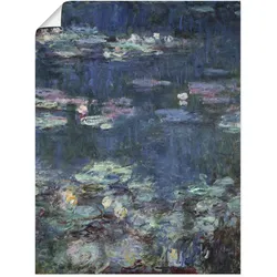 Kunstdruck ARTLAND "Seerosen. Detail.", blau (farbe bild(er): blau), B:60cm H:80cm T:0,1cm, Papier, Bilder, als Leinwandbild, Wandaufkleber oder Poster in versch. Größen