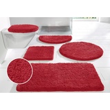 my home Badematte Sanremo, Badvorleger, Badezimmer Teppich, sehr weich, Höhe 30 mm, rutschhemmend beschichtet, fußbodenheizungsgeeignet, schnell trocknend, Polyester, rund, Badteppich, unifarben, rechteckig, rund & als 3-tlg. Set erhältlich rot rund | Ø 120 cm x 30 mm