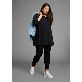 laura scott curve LAURA SCOTT CURVE, Damen, Gr. 56/58, schwarz, Single Jersey, Obermaterial: 94% Viskose, 6% Elasthan, unifarben, Basic, A-Linie Po-bedeckend, Rundhals, Shirts, mit 3/4-Ärmeln in schmeichelnder A-Linie – GROSSE GRÖSSEN