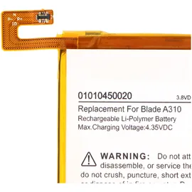 AccuCell Akku ZTE Blade A310, Li-Polymer, 3,8V, 2240mAh, 8,5Wh, built-in, ohne Werkzeug