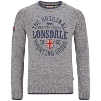 Lonsdale Borden Pullover - Light Grey, - 2XL