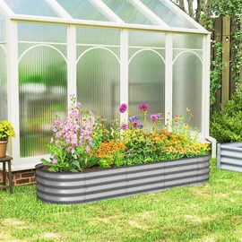Outsunny Hochbeet 195 x 62 x 30 cm Silber