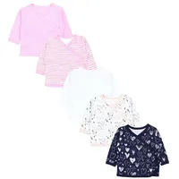 TupTam Baby Mädchen Langarm Wickelshirt Baumwolle 5er Set, Farbe: