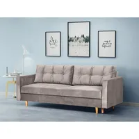 Beautysofa Schlafsofa Sigurd, mit Schlaffunktion und Bettkasten, Polstersofa aus Velours, Sofa im skandinavischen Stil beige