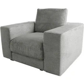 KAWOLA Sessel MADELINE Cord 72 x 80 x 90 cm Grau mit Kissen und Rollen