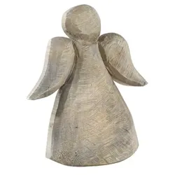 Holz Engel Pappel - sägerauh-grau, h46 cm
