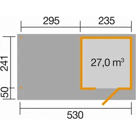 Weka Designhaus 172 B 5,3 x 2,41 m natur inkl. Anbau