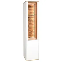 Mäusbacher Vitrine FARO, 42 x 180 cm - 1 Tür - Asteiche Dekor Weiß supermatt - mit LED-Beleuchtung