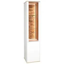 Mäusbacher Vitrine FARO, 42 x 180 cm - 1 Tür - Asteiche Dekor Weiß supermatt - mit LED-Beleuchtung