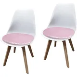 Hti-Living HTI-Living, Stühle, Esszimmerstuhl 2er Set Weiss mit Kunstledersitz Atlanta Rosa mit Ornament