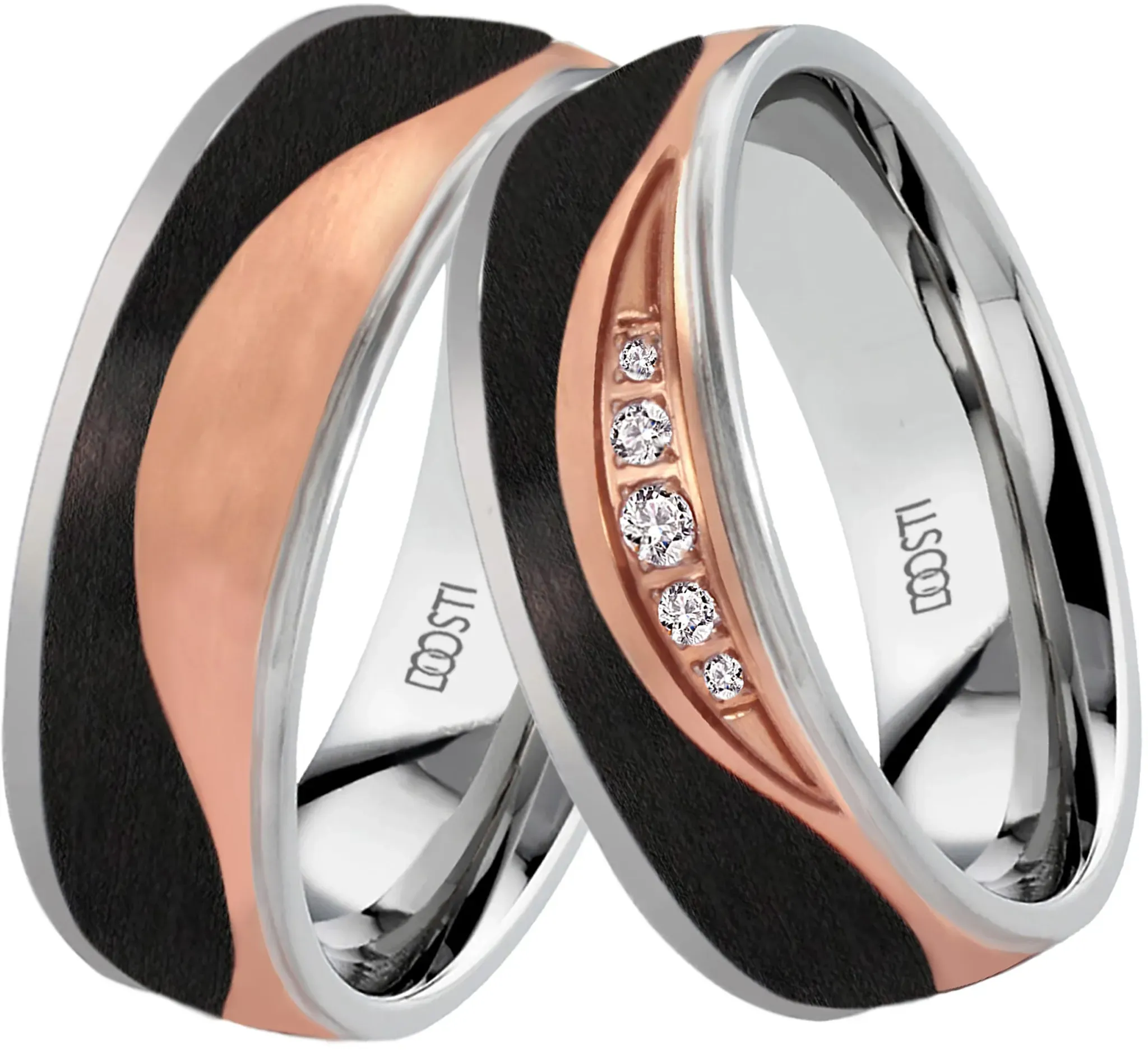 Trauring »Schmuck Geschenk Edelstahl Trauring Ehering Partnerring LIEBE« wahlweise mit oder ohne Zirkonia, 16475202-52 edelstahlfarben-roségoldfarben-schwarz ohne Zirkonia