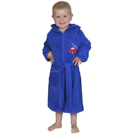 Wörner Kinderbademantel WÖRNER "Feuerwehr royalblau" Gr. 98, blau (royalblau), L:65cm, Frottier, Hausmäntel, mit Stickerei, mit Tasche, maschinenwaschbar