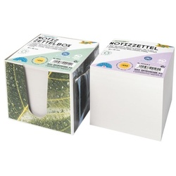 folia Umweltbox mit 2x 650 Blatt Recycling Notizzettel weiß, 9.5x9.5x9.5 cm