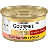 Purina 24 x 85g Gourmet Gold Feine Pastete, Mix Fleisch & Fisch Katzenfutter nass