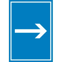 Richtungspfeil rechts Schild hochkant weiss blau Pfeil A2 (420x594mm)