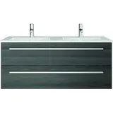 Sieper I Waschtischunterschrank 120 x 50 cm mit Doppelwaschtisch, Libato Badmöbel, Badezimmerunterschrank I Pinie Schwarz