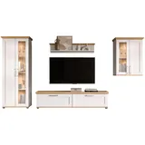 inn.furn Schrankwand 4-teilig in Weiß, Lärche Landhaus Wohnwand 316 cm, Mirano
