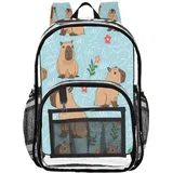 JUMBEAR Niedlicher Capybara transparenter Rucksack, PVC-Tasche für Arbeit, Schule, Reisen, große Kapazität, transparenter Rucksack, wasserdicht, transparenter Rucksack für Männer und Frauen, a - 27 x 18 x 40 cm