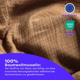 Wolkenfeld Premium Musselin caffee 135 x 200 cm + 80 x 80 cm