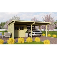 KARIBU Eco Carport mit Abstellraum 2 Set 5,09 x 5,58 m kdi inkl. 1 Seitenwand und 1 Rückwand