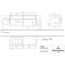 Villeroy & Boch Waschtischunterschrank Collaro C085B0, 1400x548x500mm, mit Beleuchtung C085B0DH