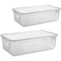 Centi 2er Set Aufbewahrungsboxen mit Deckel Plastikbox 5L transparent mit Griffen