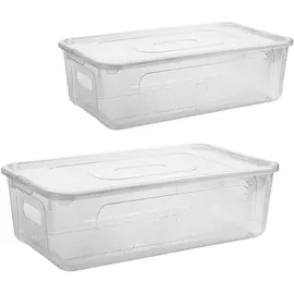 Centi 2er Set Aufbewahrungsboxen mit Deckel Plastikbox 5L transparent mit Griffen